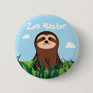 "Zen Master" kawaii Sloth 6 Cm Round Badge