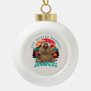 Zen Master Moment Bigfoot Meditation Retro Art Ceramic Ball Christmas Ornament