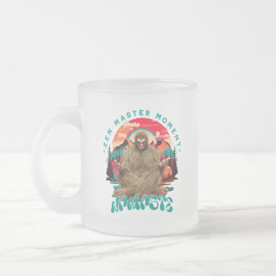 Zen Master Moment Bigfoot Meditation Retro Art Frosted Glass Coffee Mug