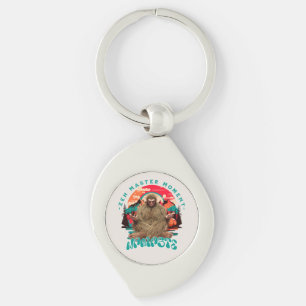 Zen Master Moment Bigfoot Meditation Retro Art Key Ring