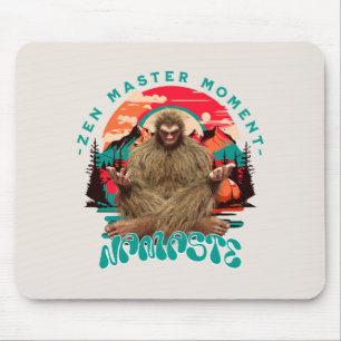 Zen Master Moment Bigfoot Meditation Retro Art Mouse Mat