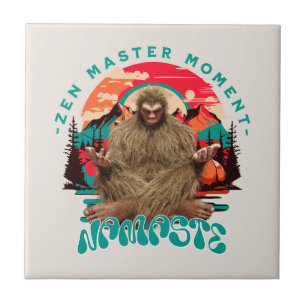 Zen Master Moment Bigfoot Meditation Retro Art Tile