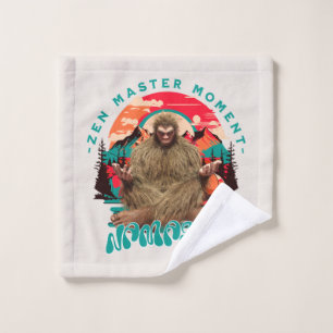 Zen Master Moment Bigfoot Meditation Retro Art Wash Cloth