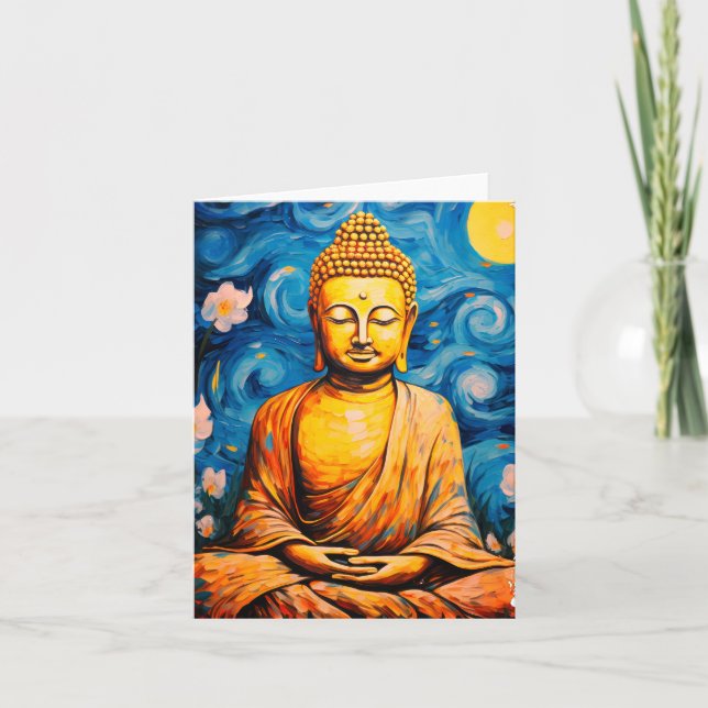 Zen Meditating Buddha Art Card (Front)