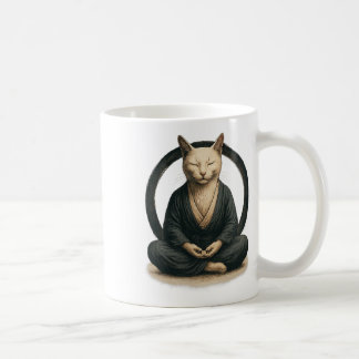 Zen Meditating Cat – Enso Circle Mindful Yoga Art  Coffee Mug