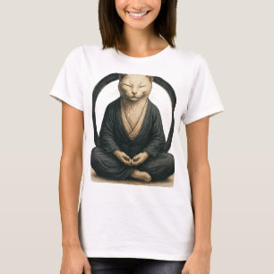 Zen Meditating Cat – Enso Circle Mindful Yoga Art T-Shirt