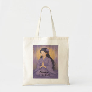 Zen Meditation art Mindfulness Yoga Purple Custom Tote Bag
