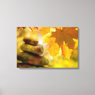 Zen meditation stones and Maple Leaves Canvas Print
