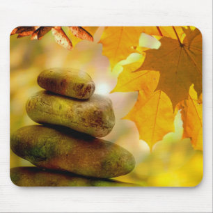 Zen meditation stones and Maple Leaves Mouse Mat