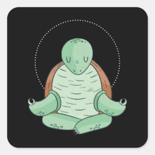 Zen Meditation Yoga Turtle Omm Gift Square Sticker