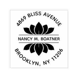 Zen Mindfulness Meditation Lotus Return Address Self-inking Stamp