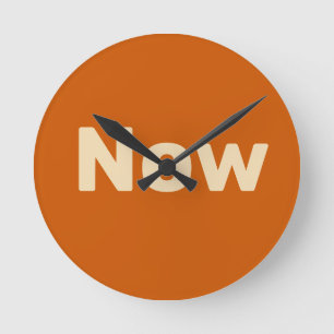 Zen, mindfulness, simple, burnt orange round clock