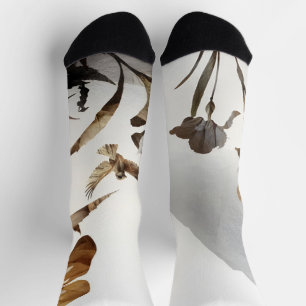 Zen Misty Mountain Birds Minimalist Nature Socks