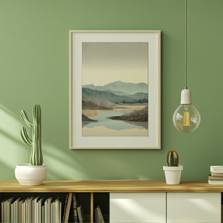 Zen Misty Mountain Landscape Canvas Print