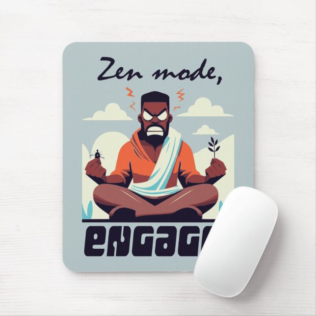 Zen Mode, Engage! ⚡ Adulting is a Glitch Mouse Mat (With Mouse)