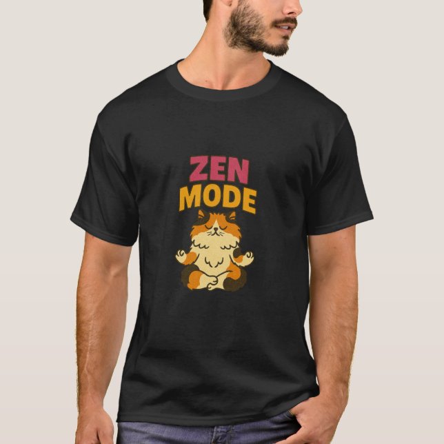 Zen Mode Kitty Cat Meditating T-Shirt (Front)