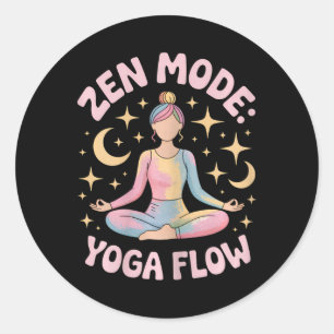 Zen Mode Yoga Flow Colorful Meditation Retro Outfi Classic Round Sticker