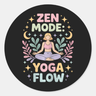 Zen Mode Yoga Flow Retro Meditation Outfit For Wom Classic Round Sticker