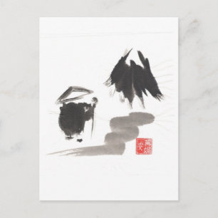 Zen Monk and Mountain of Enlightenment Postcard