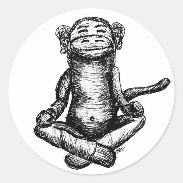 zen monkey2 round stickers (Front)
