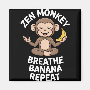 Zen Monkey Breathe Nana Repeat Funny Yoga Meditati Magnet