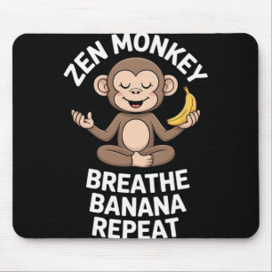 Zen Monkey Breathe Nana Repeat Funny Yoga Meditati Mouse Mat