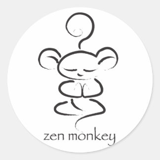 Zen Monkey Classic Round Sticker