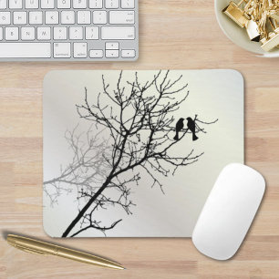 zen nature landscape black white tree silhouette mouse mat