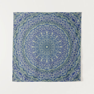 Zen Navy and yellow Mandala Tapestry