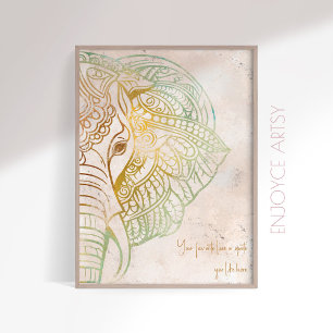 Zen neatral tone gold elephant yoga lover wall art