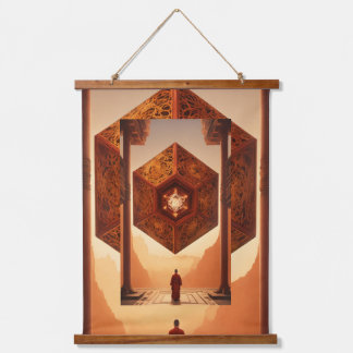"Zen Octopus: Fractal Tesseract Reflection" Hanging Tapestry