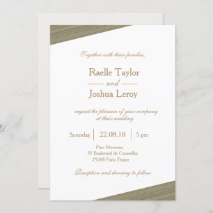Zen olive gold white grey subtle stripes wedding invitation