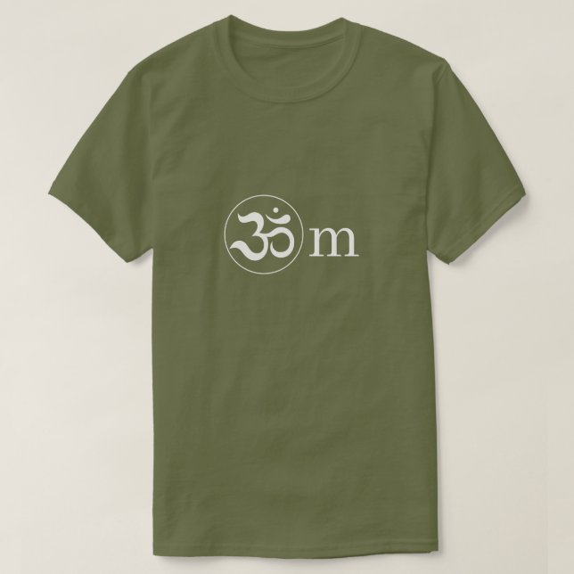 Zen Om Aum symbol minimalist Olive Khaki T-Shirt (Design Front)