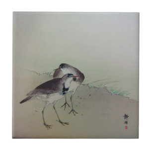 Zen painting plovers tile