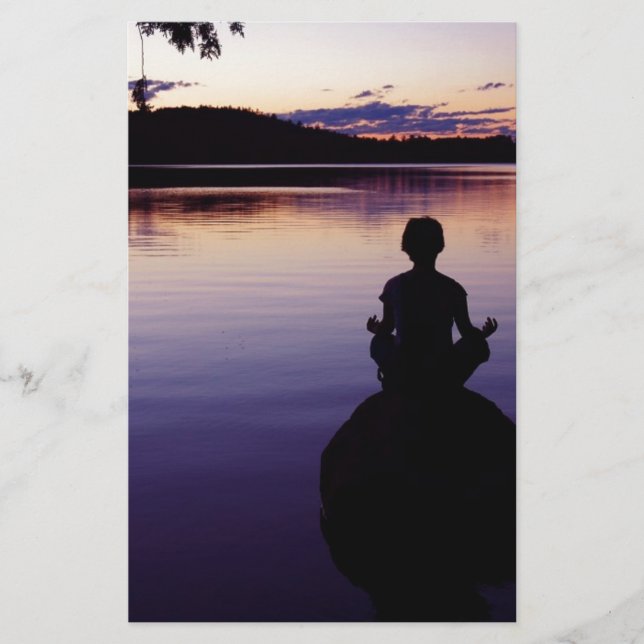 Zen peace yoga stillness meditation nature stationery (Front)