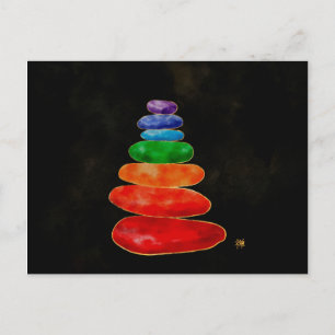 Zen Pebbles Chakras - Watercolor & Gold Holiday Postcard