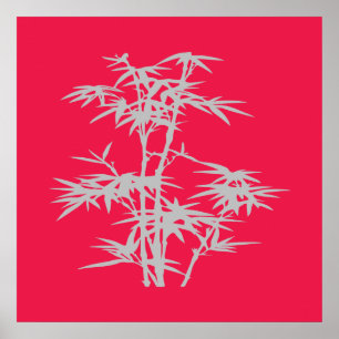 Zen Pink Asian Japanese style bamboo Poster