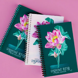 Zen Pink Lotus Flower   Reiki Masters and Healers  Notebook