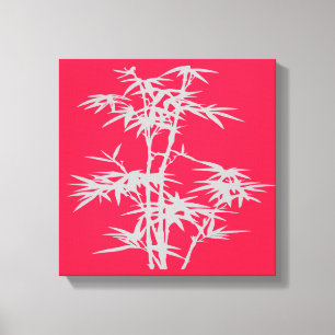 Zen pop art pink bamboo Asian style art Canvas Print