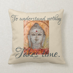 Zen Proverb Buddha Watercolor Art Pillow