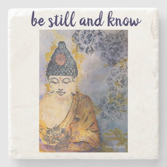 Zen Quote Buddha Stone Coaster (Front)