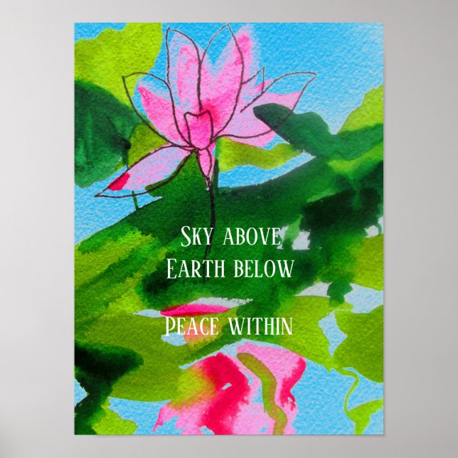 Zen quote lotus watercolor art peace within poster (Front)