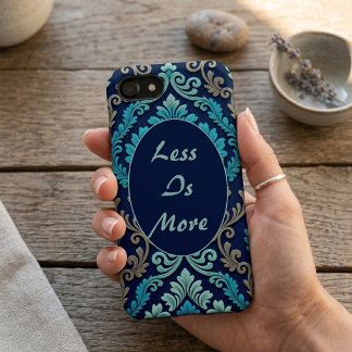 Zen Quote Peaceful Sacred Mandala Damask Blue Teal