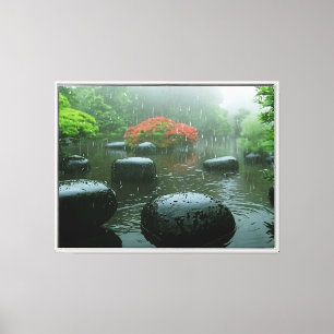 Zen Rain Garden with Vibrant Maple Canvas Print