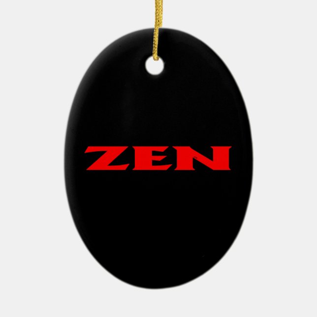 Zen red black oval ceramic ornament (Front)