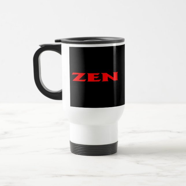 Zen red black travel mug (Left)