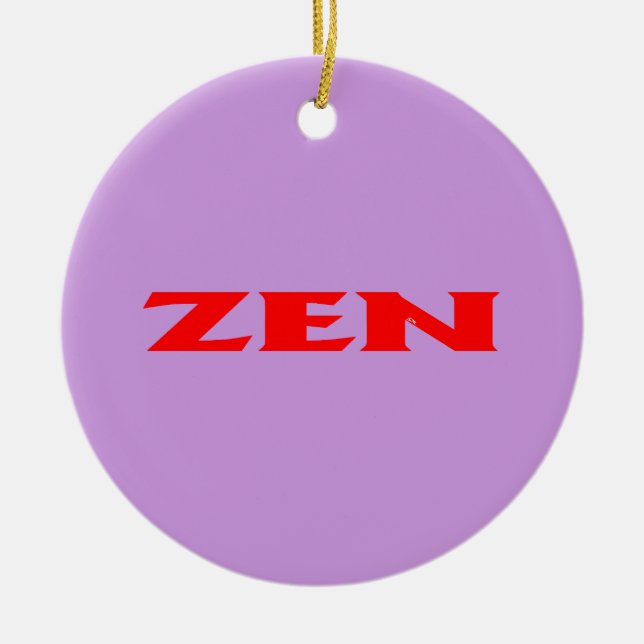 Zen red lilac round ceramic ornament (Front)