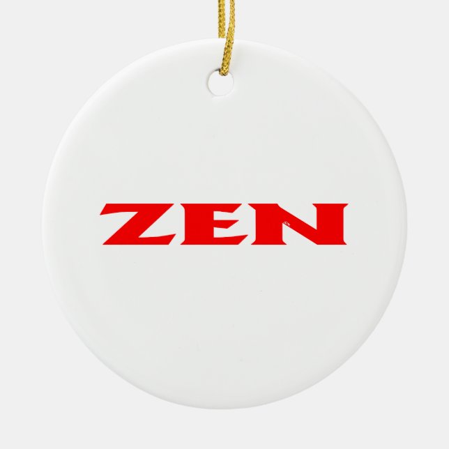 Zen red white round ceramic ornament (Front)