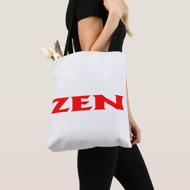 Zen red white shoulder tote bag (Close Up)