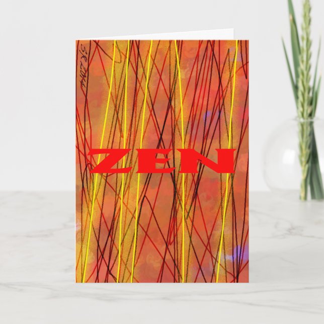 Zen red wire greeting card (Front)
